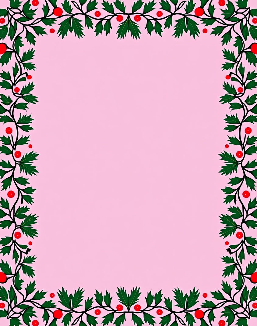 Vibrant Red Holly Border Rug