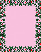 Vibrant Red Holly Border Rug