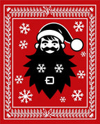 Christmas Santa Red Snowflake Border Rug