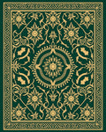 Ornate Floral Medallion Emerald Pattern Rug