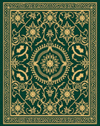 Ornate Floral Medallion Emerald Pattern Rug