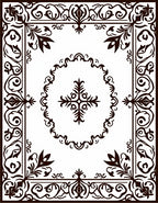 Intricate Floral Border Pattern Rug