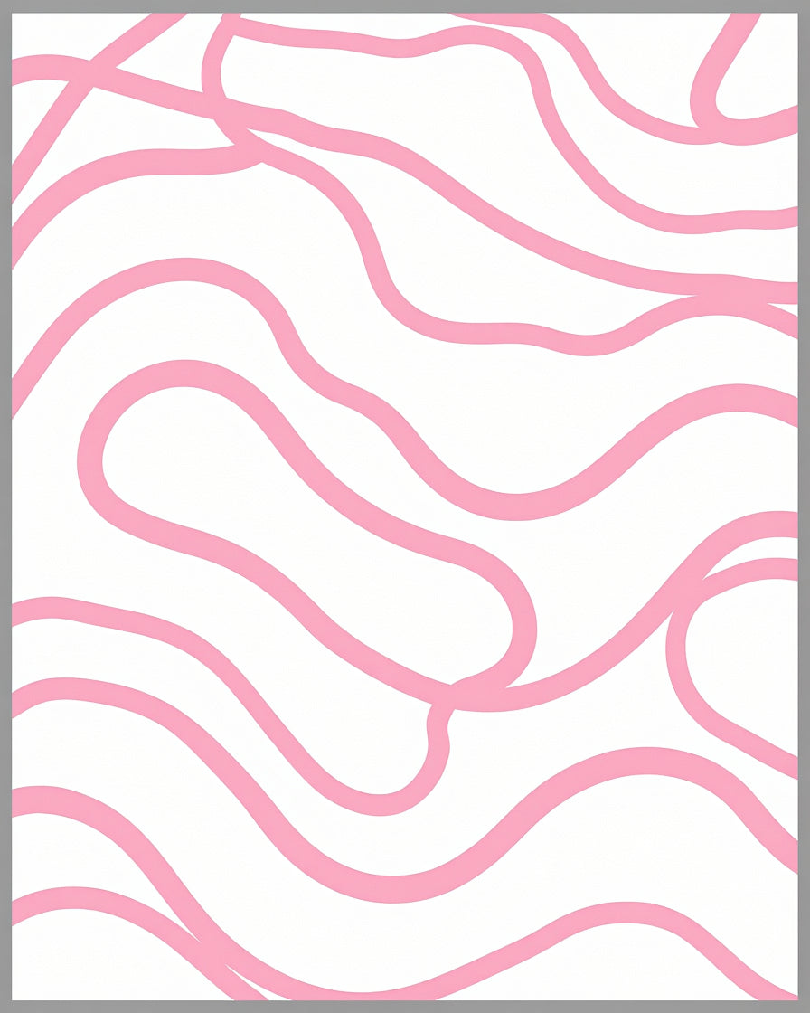 Pink Abstract Wavy Lines Pattern Rug