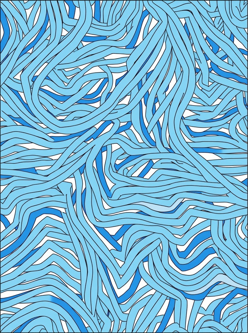Abstract Blue Wave Pattern Rug