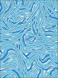 Abstract Blue Wave Pattern Rug