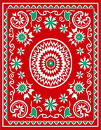 Vibrant Red Geometric Starburst Medallion Rug