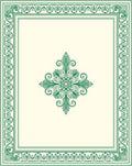 Elegant Green Leaf Scroll Border Design Rug
