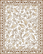 Brown Floral Swirl Patterned Rug