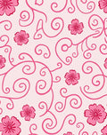 Pink Swirl Floral Pattern Rug