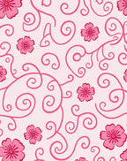 Pink Swirl Floral Pattern Rug