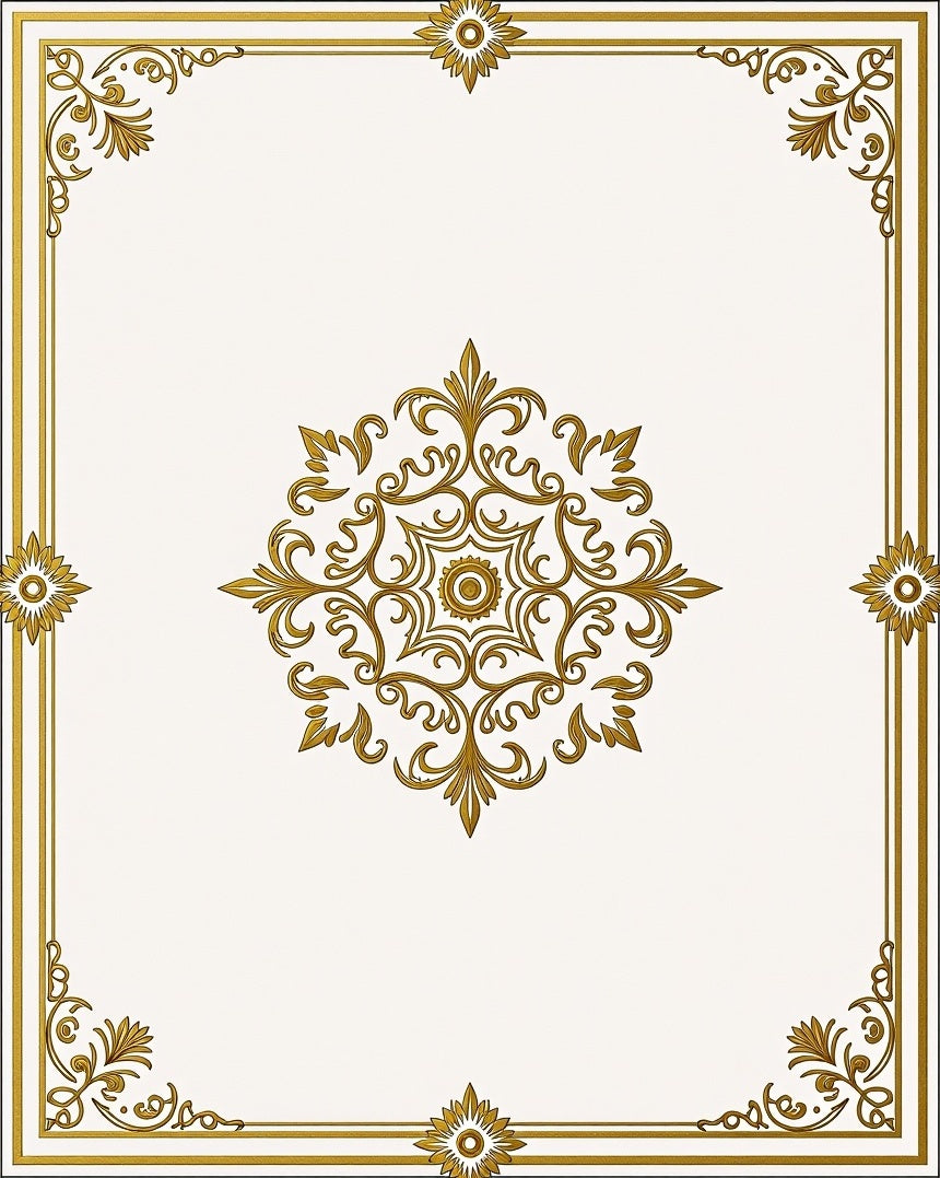 Elegant Gold Mandala Ornament Rug