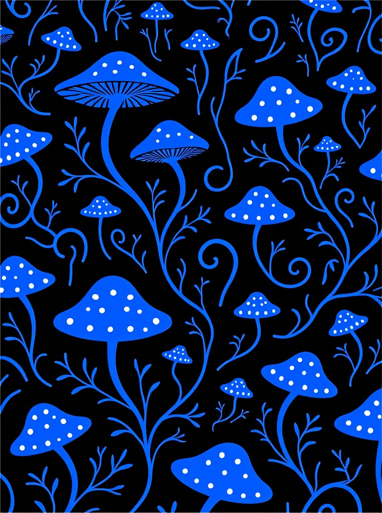 Enchanting Blue Mushroom Pattern Rug