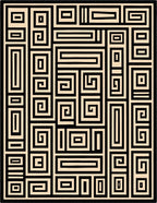 Geometric Black Cream Maze Design Rug