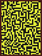 Yellow Black Abstract Maze Pattern Rug