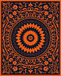 Orange Floral Mandala Style Pattern Rug