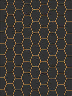 Black Gold Hexagonal Geometric Design Rug