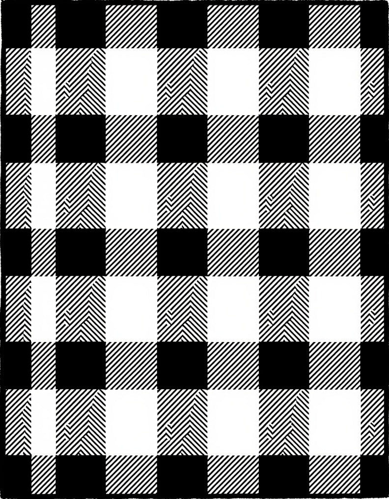 Classic Black White Buffalo Check Design Rug