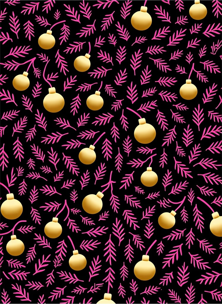 Pink Pine Golden Bauble Collage Rug