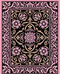 Pink With Black Floral Medallion Rug