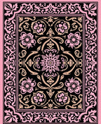 Pink With Black Floral Medallion Rug