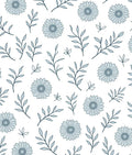 Light Blue Floral Leaf Pattern Rug