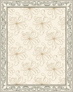 Elegant Floral Bordered Cream Rug