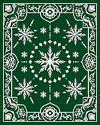 Emerald Green Snowflake Ornamental Rug
