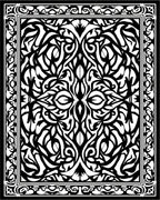 Ornate Black White Floral Pattern Rug