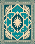 Art Deco Teal Geometric Pattern Rug