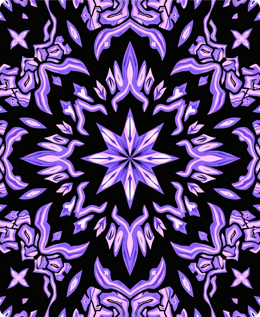 Symmetric Purple Abstract Petal Pattern Rug