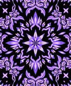 Symmetric Purple Abstract Petal Pattern Rug