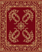 Rich Burgundy Gold Floral Pattern Rug