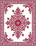 Classic Red White Medallion Border Rug
