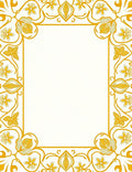 Golden Floral Swirls Decorative Frame Rug