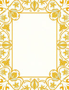 Golden Floral Swirls Decorative Frame Rug