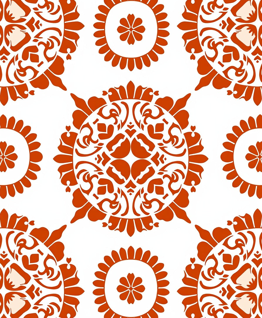 Ornate Circular Floral Pattern Rug