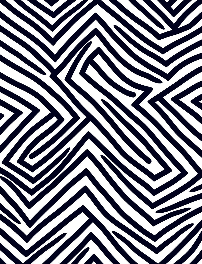 Abstract Black White Zigzag Pattern Rug