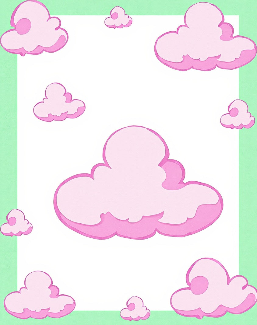 Pink Clouds Whimsical Pattern Rug