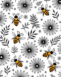 Whimsical Bees Daisy Pattern Rug