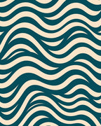 Teal Cream Wavy Abstract Rug