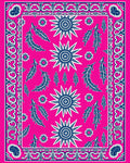Bright Pink Starburst Leaf Medallion Rug