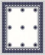 Classic Damask Floral Lattice Border Rug