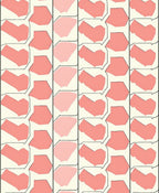 Coral Pink Geometric Block Pattern Rug