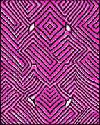 Bold Pink Black Zigzag Maze Rug
