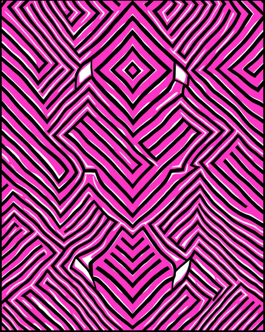 Bold Pink Black Zigzag Maze Rug