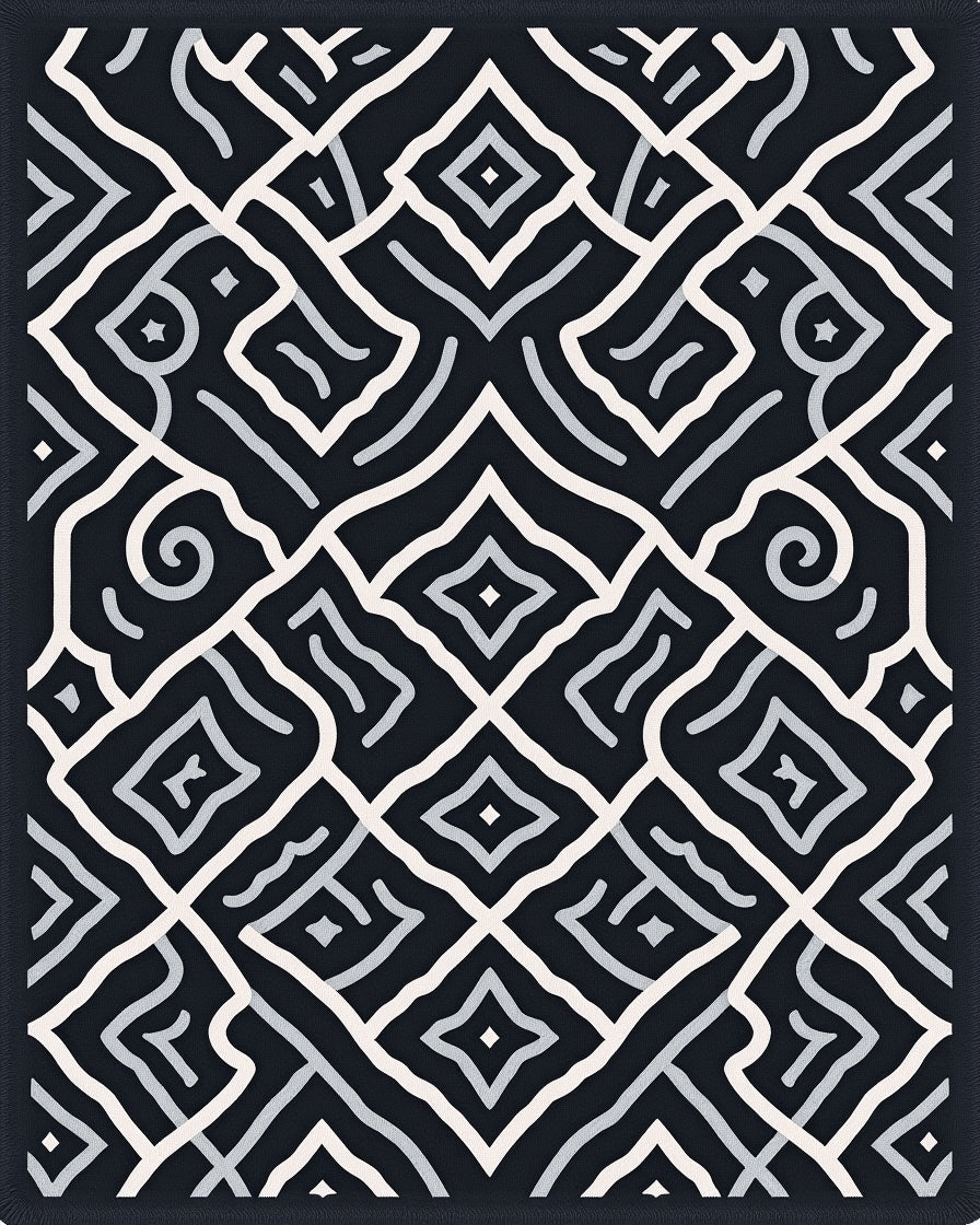 Abstract Geometric Interlocking Pattern Rug