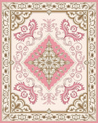Elegant Pink Gold Filigree Pattern Rug