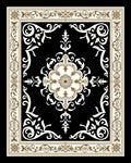 Black and Cream Floral Scroll Rug
