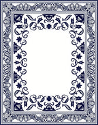 Intricate Indigo Floral Border Design Rug