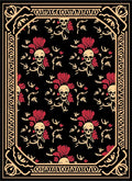 Macabre Skull Floral Patterned Rug